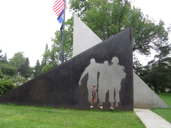 Sam investigates the Vietnam Memorial in the park across from the Maine Capitol
