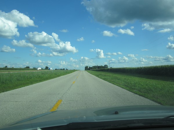 This is Route 66. I-55 is on the left. Corn is on the right.