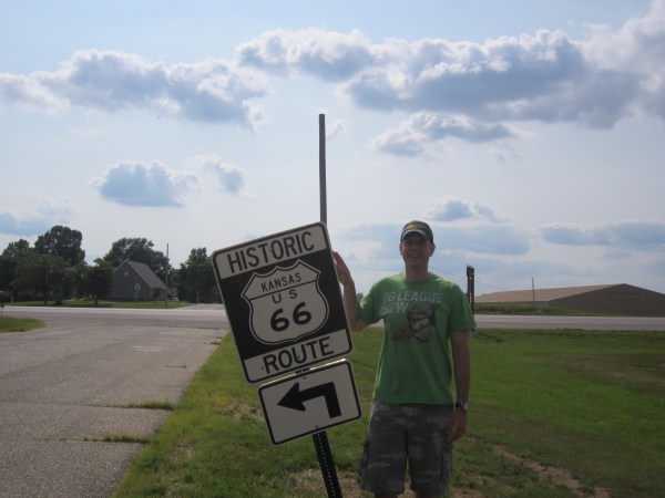 Even the Route 66 road sign was falling over.