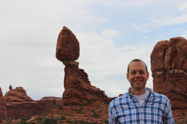 The rock behind me is called Balanced Rock